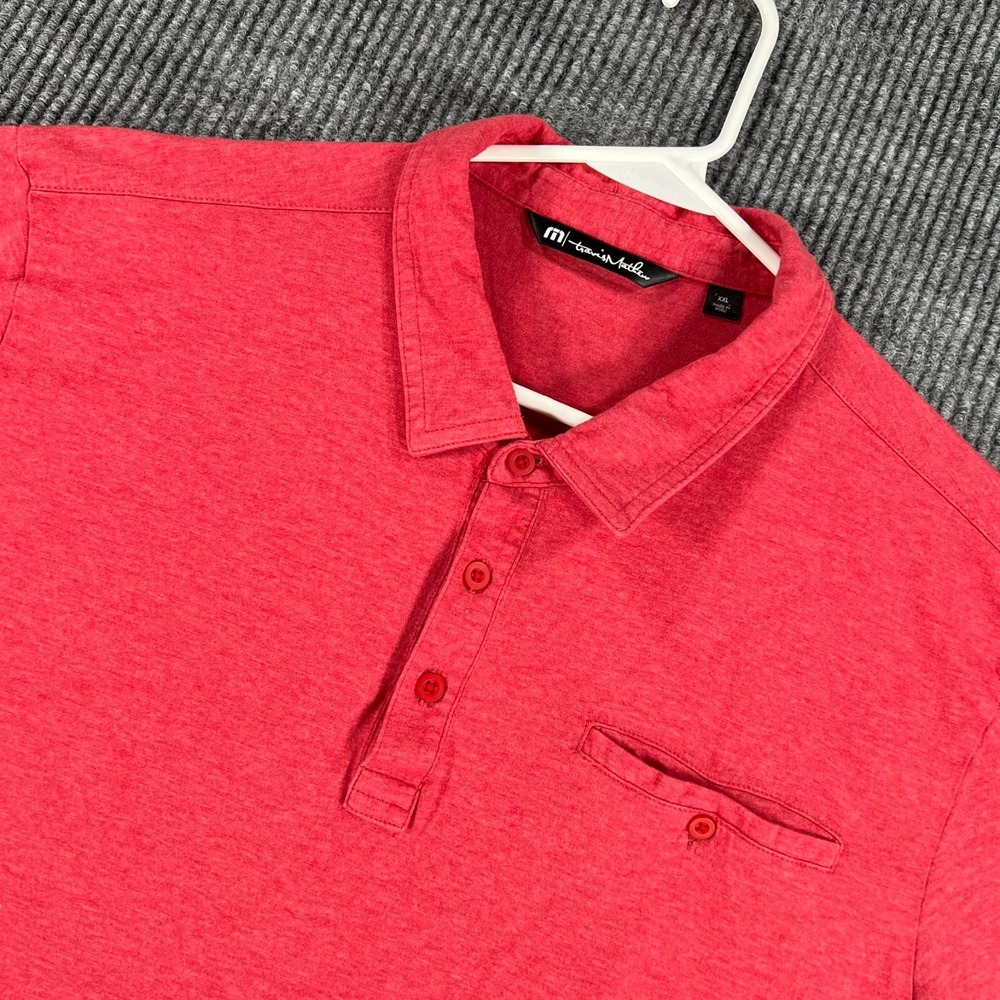 Travis Mathew Polo Shirt Mens 2XL XXL Red Short Sleeve Pocket Casual Golf